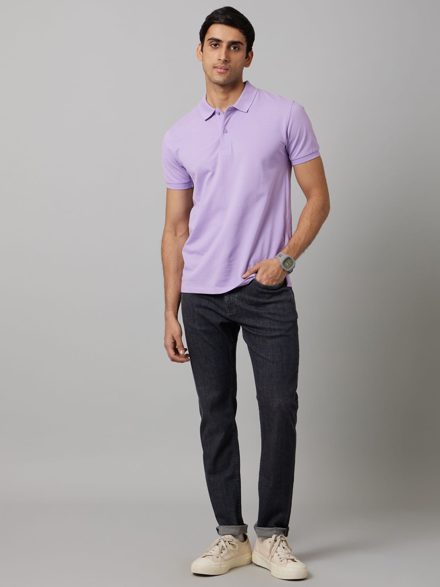 Celio Men Black Solid Slim Fit Cotton-Linen-Blend Jeans