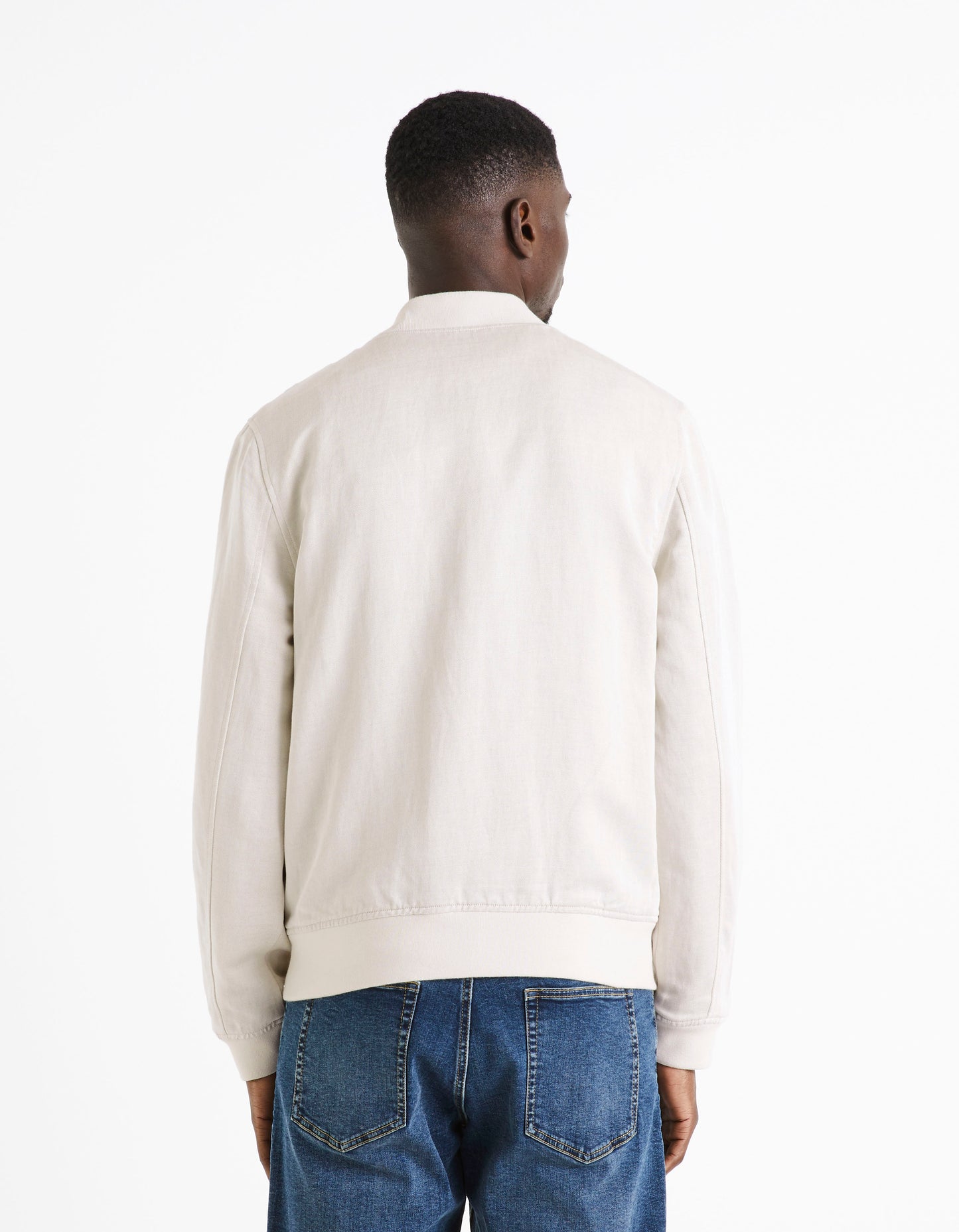 Celio* Solid Relaxed Fit Linen Off White Jacket