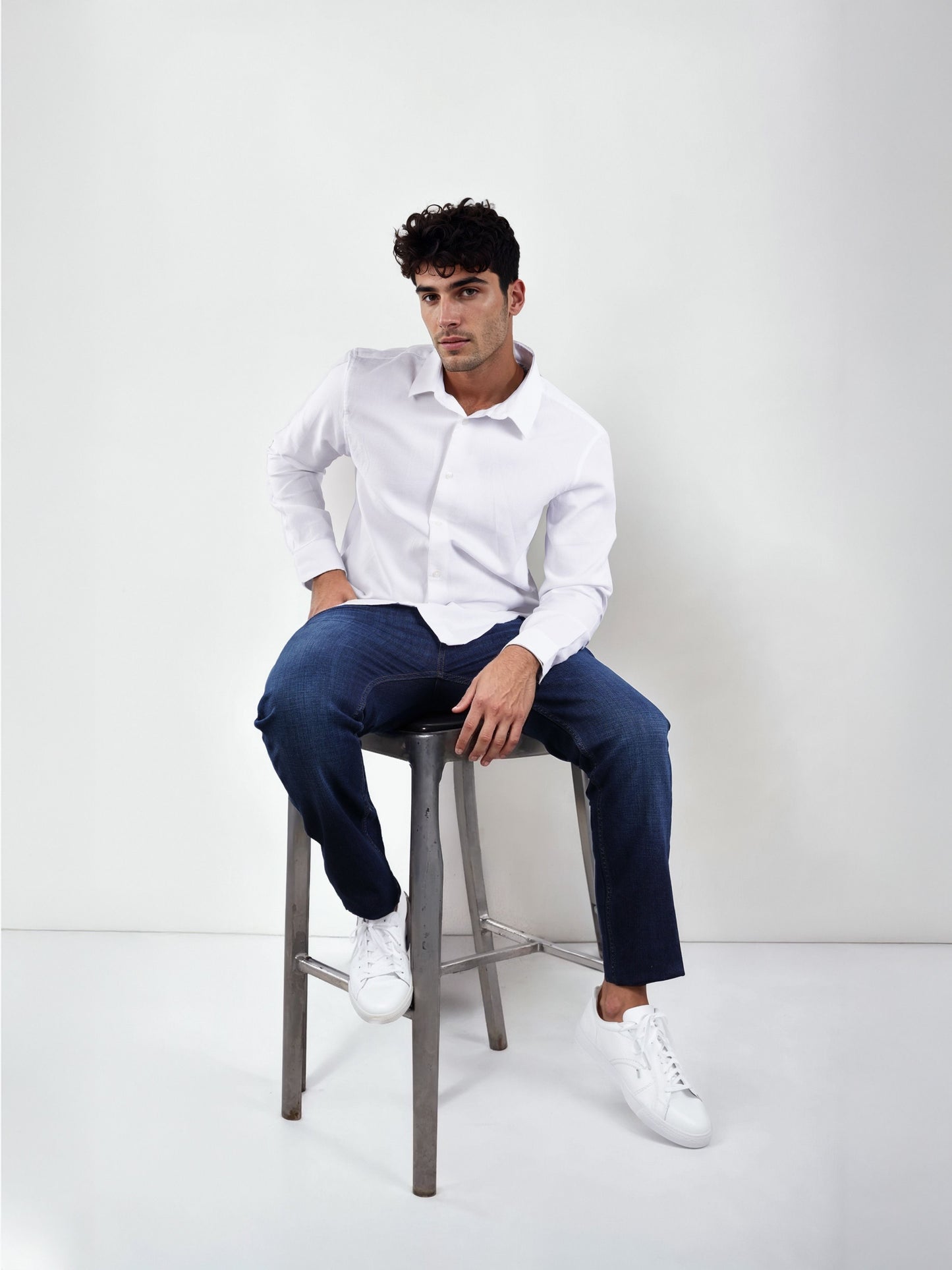 Celio Men White Solid Regular Fit Cotton Shirts