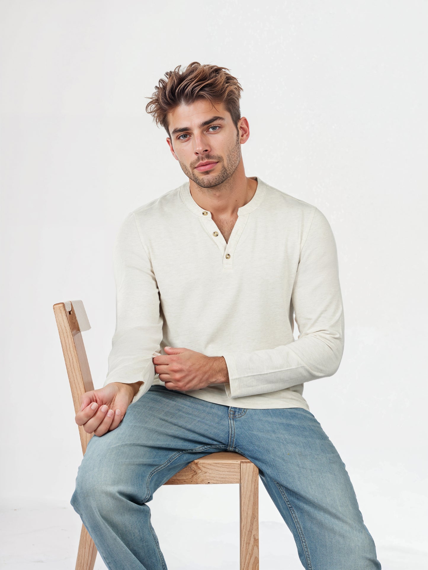 Celio* Solid Straight Fit Poly-Cotton Off White T-Shirts