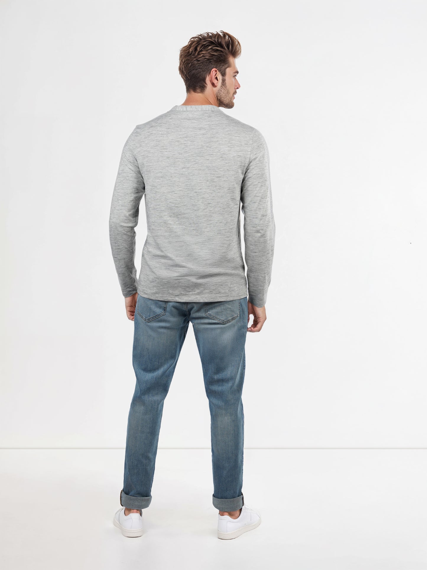 Celio* Solid Straight Fit Poly-Cotton Grey T-Shirts