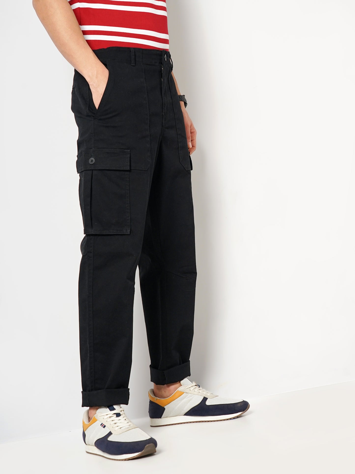 Celio* Cotton Regular Fit Black Trouser