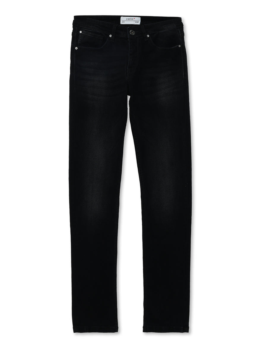 Slim Fit Stretch Cotton Jeans - Black