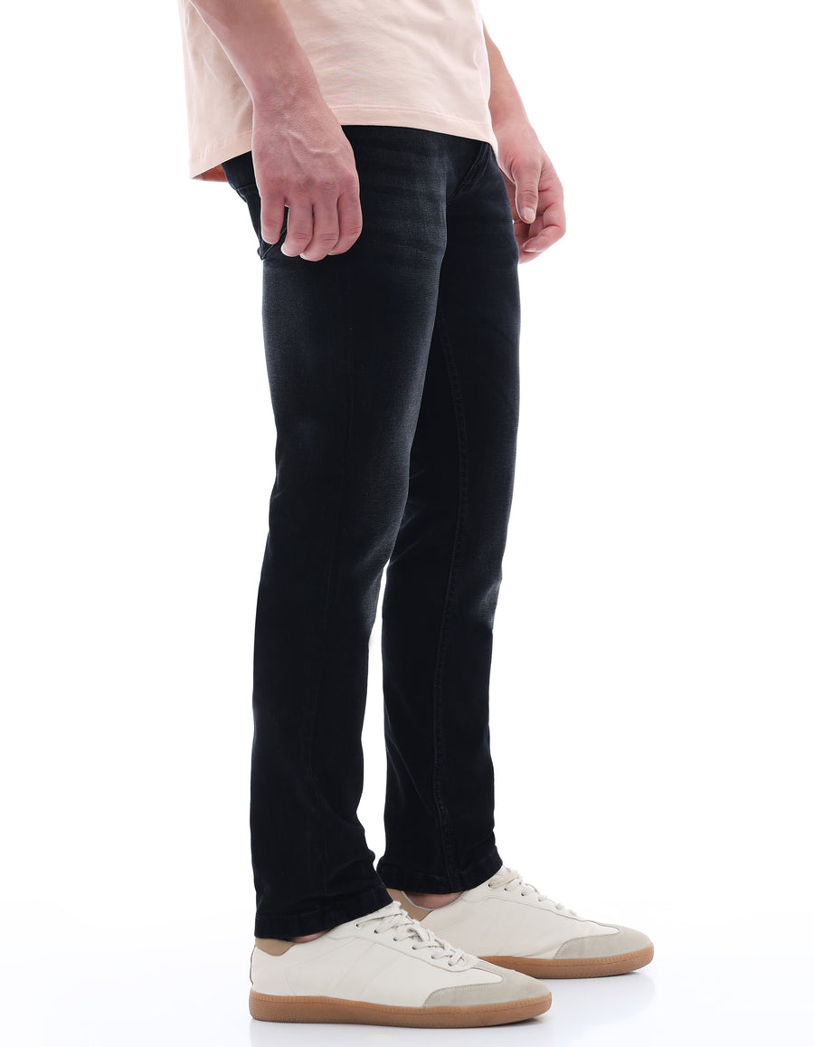 Slim Fit Stretch Cotton Jeans - Black