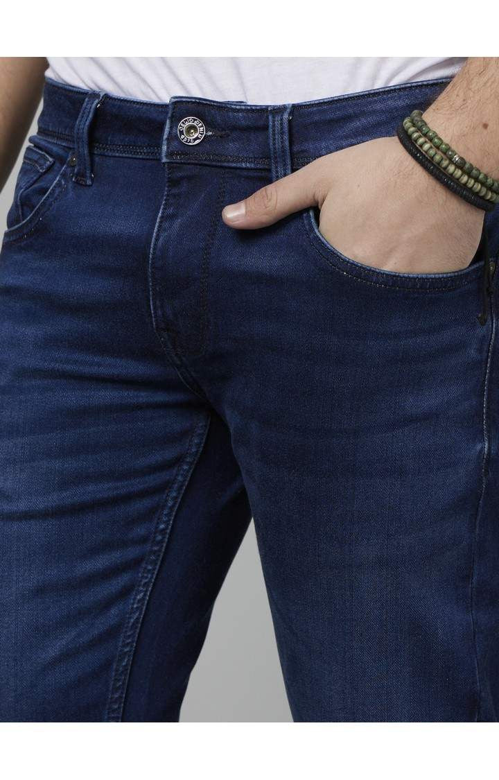 Celio Men Blue Solid Straight Fit Cotton Jeans