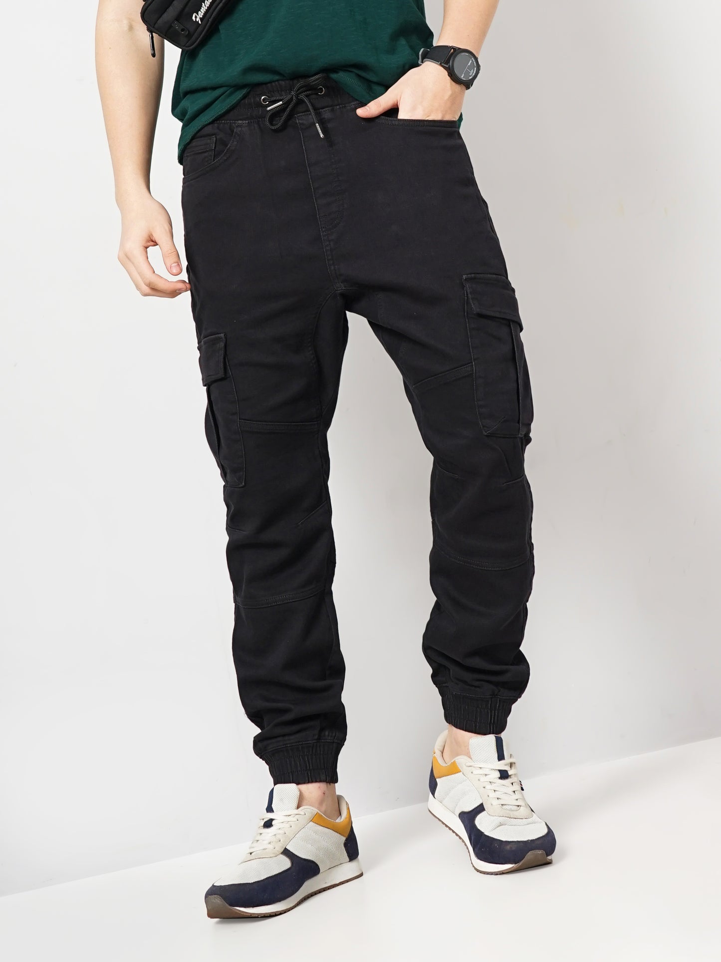 Celio* Cotton Jogger Fit Black Trouser