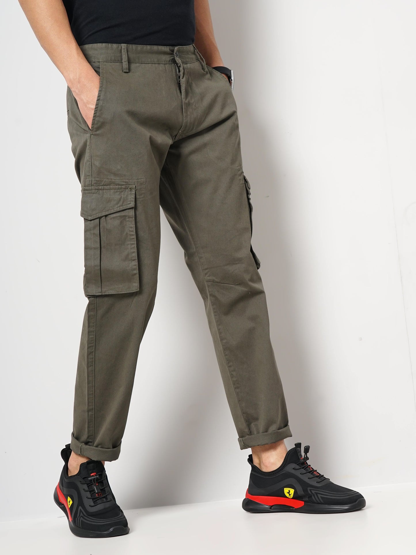 Celio* Cotton Jogger Fit Olive Trouser
