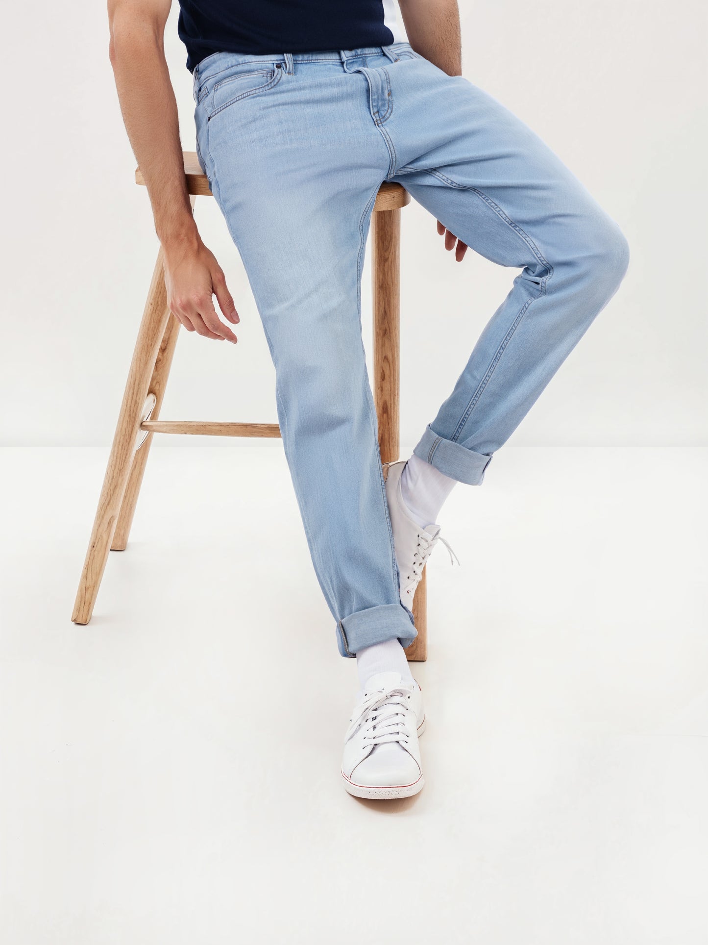 Celio* Cotton-Blend Skinny Fit Light Blue Jean