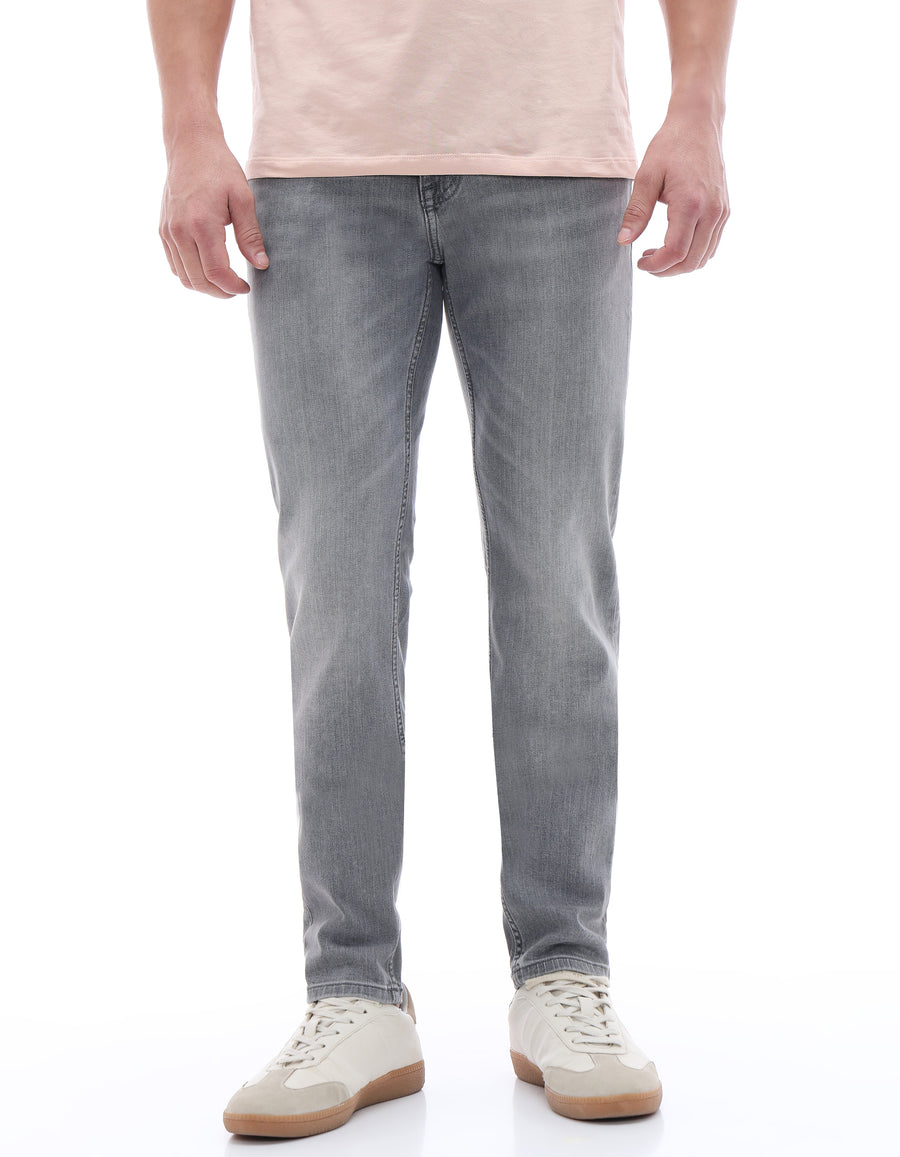 Slim Fit Stretch Cotton Jeans - Grey