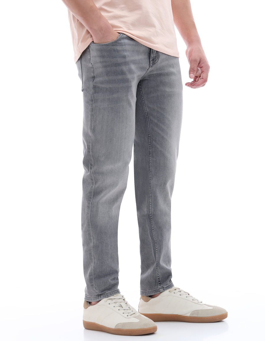Slim Fit Stretch Cotton Jeans - Grey