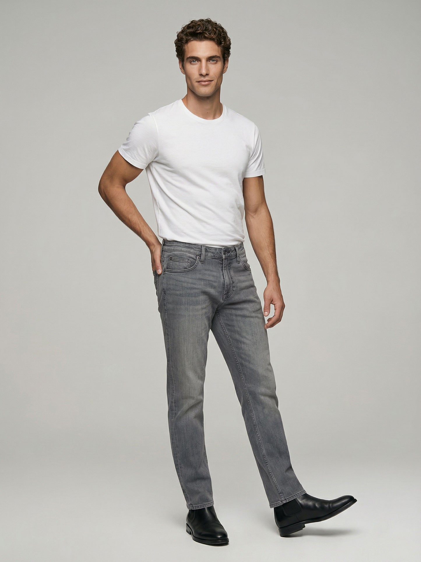 Celio* Men Grey Solid Slim Fit Cotton Jeans