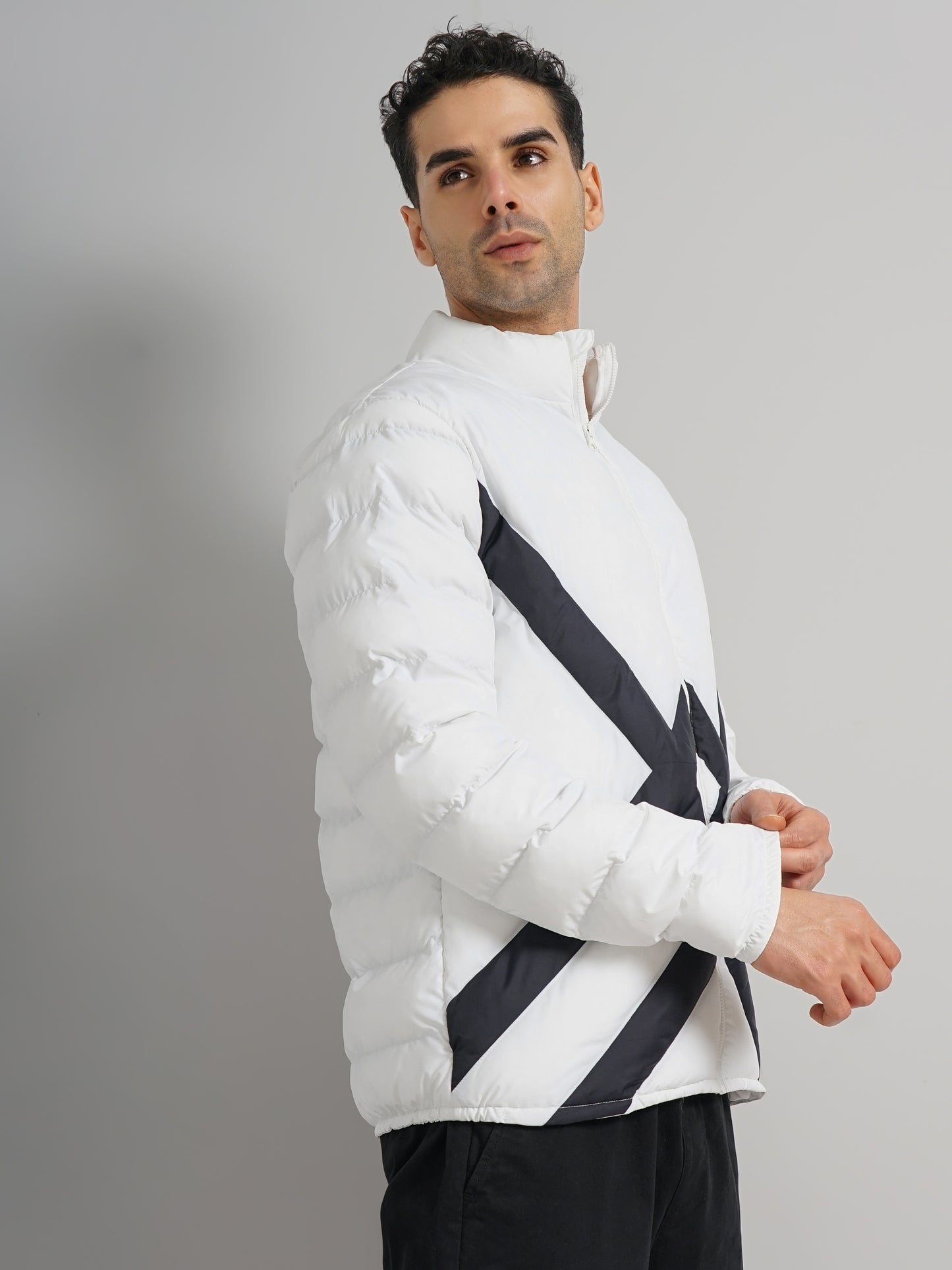 Celio* Printed Regular Fit Polyester White Jacket