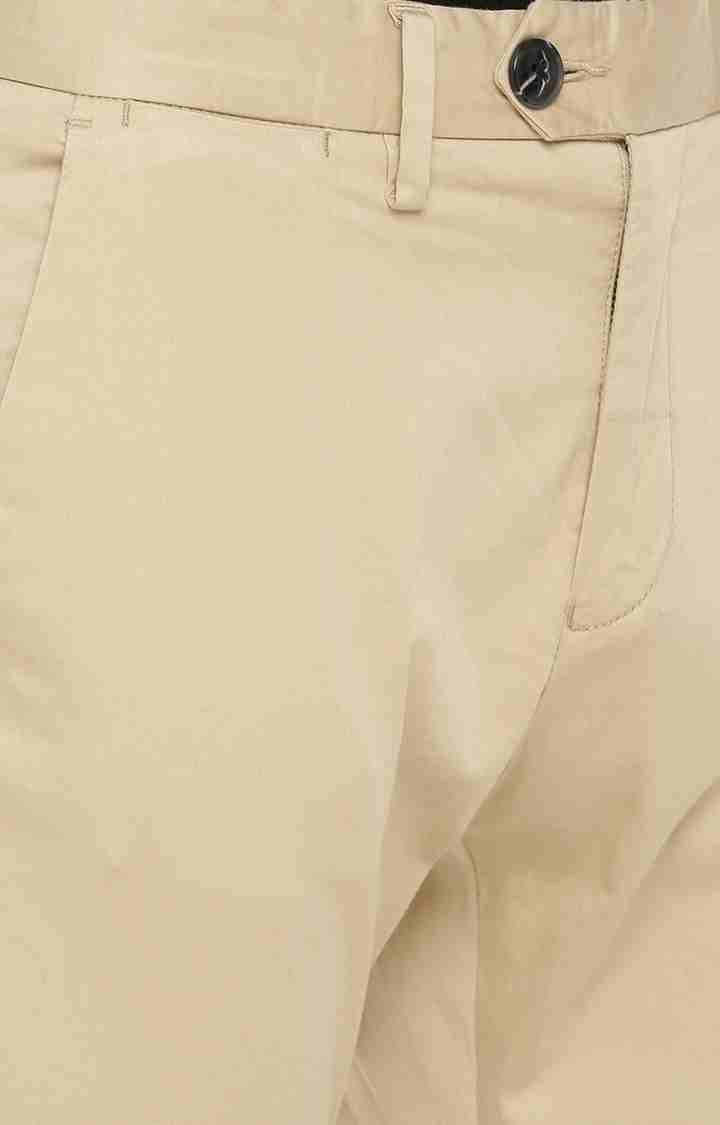 Celio* Cotton Regular Fit Beige Trouser