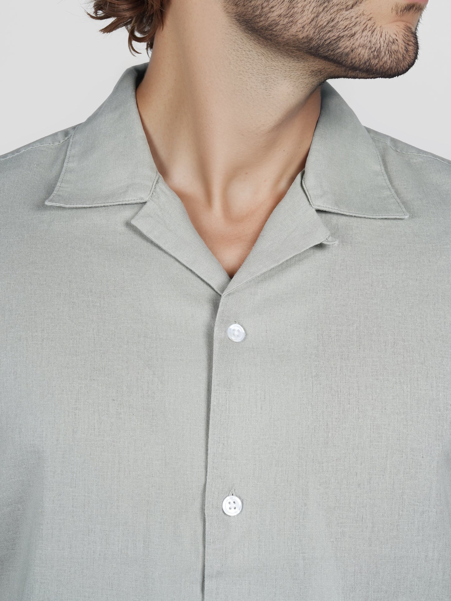 Celio* Solid Regular Fit Cotton-Blend Green Shirt