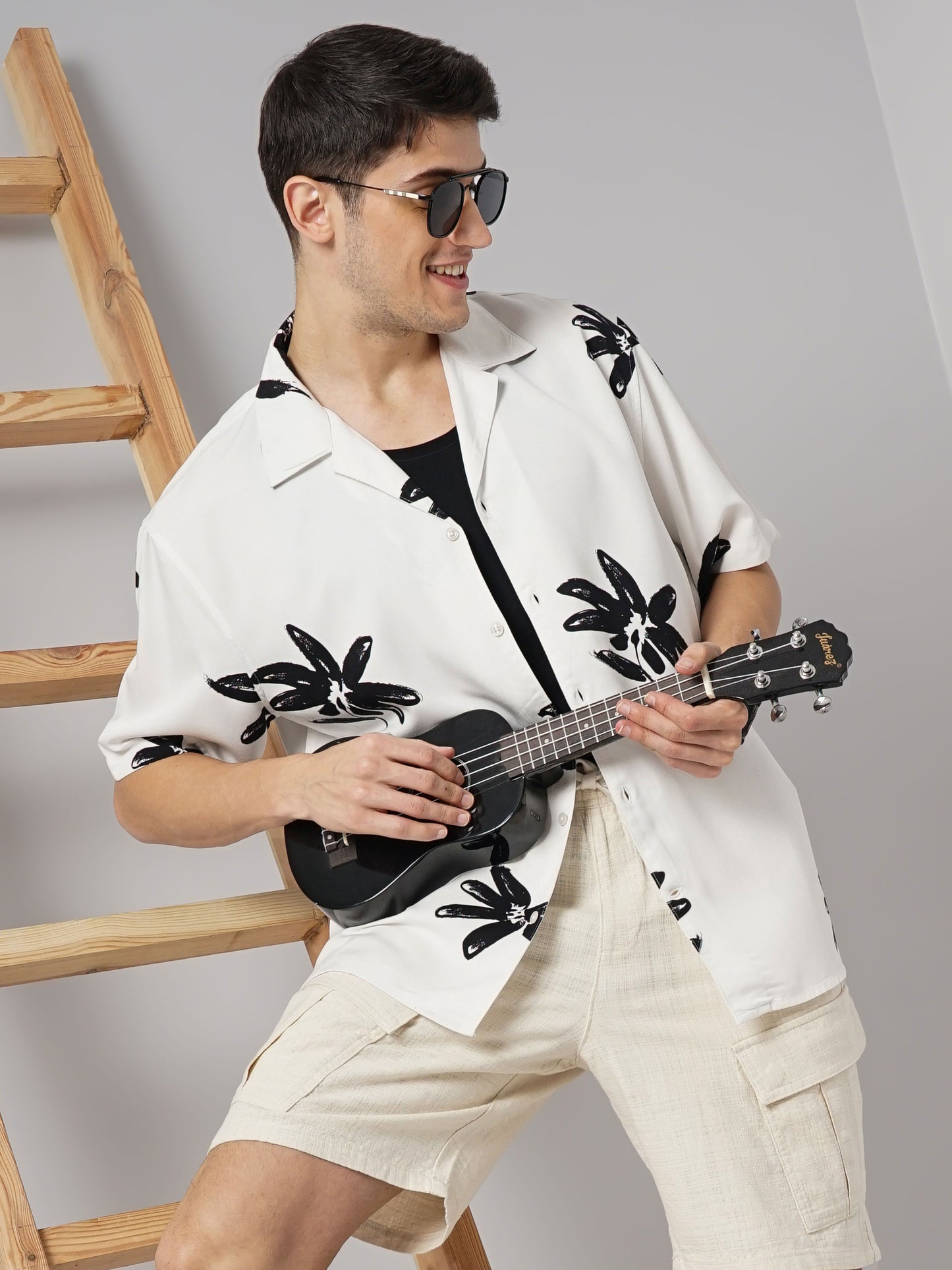 Celio* Printed Regular Fit Viscose White Shirt