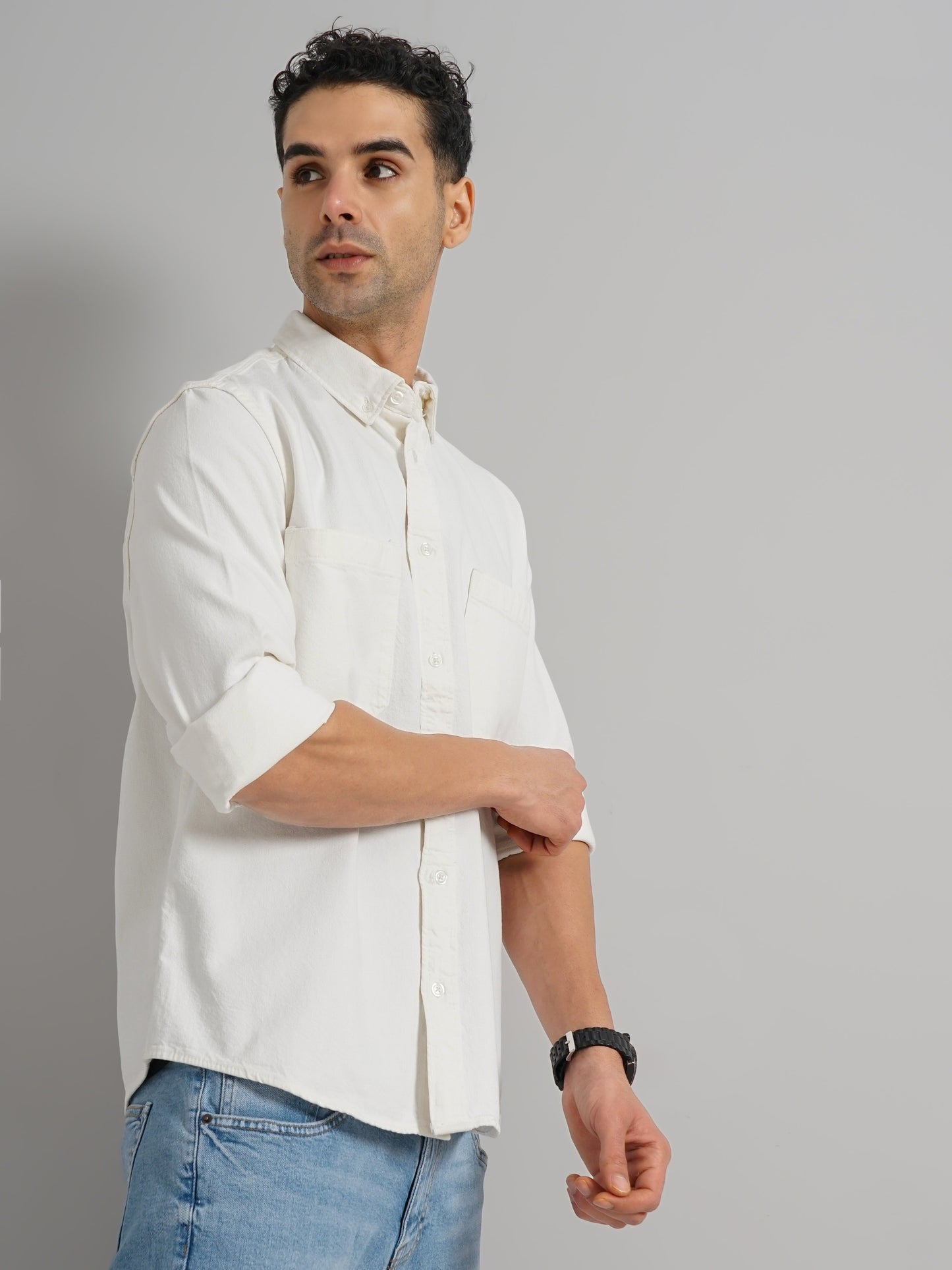 Celio* Solid Slim Fit Cotton White Shirt