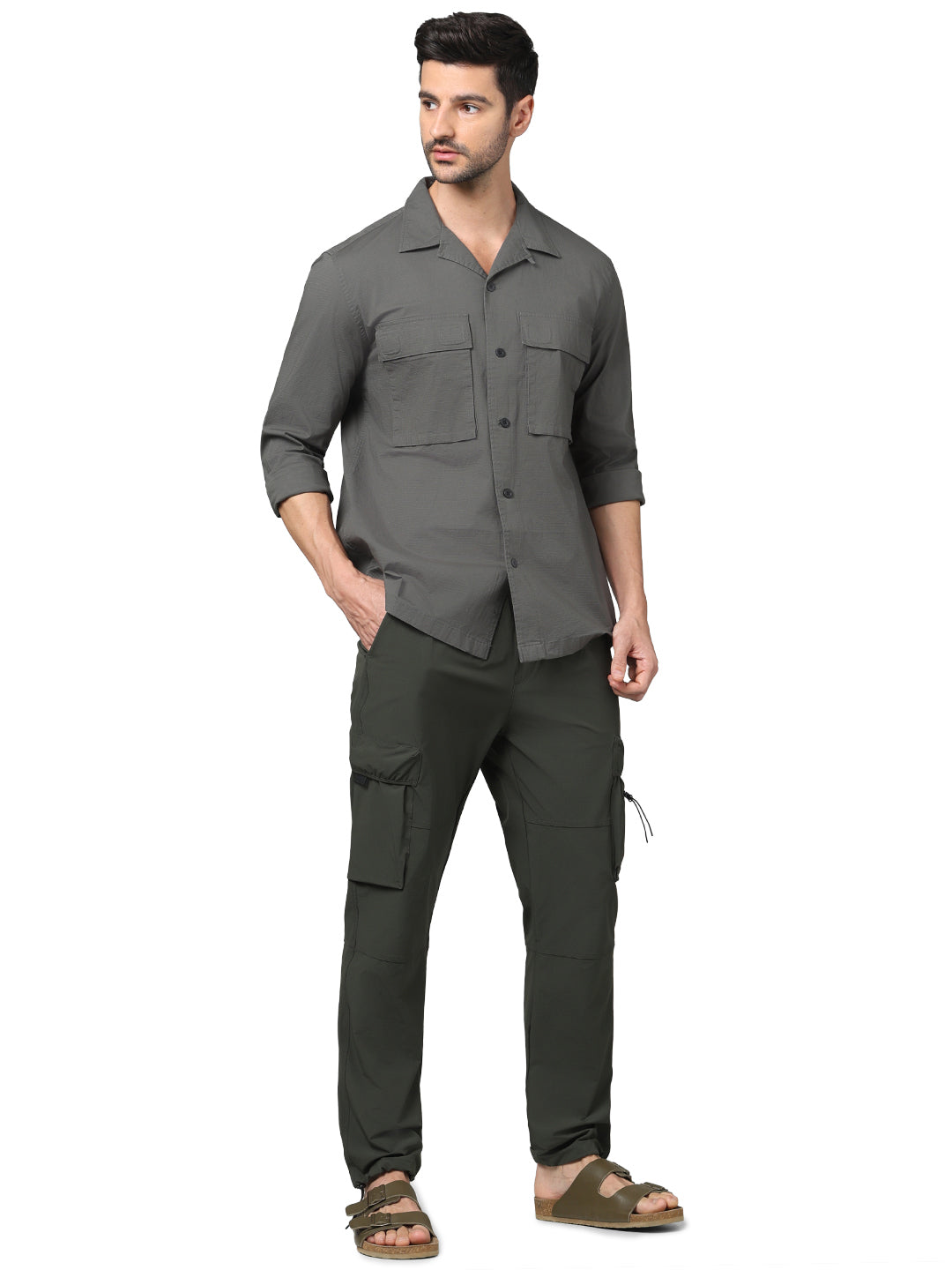 Celio* Solid Oversized Cotton Green Shirt