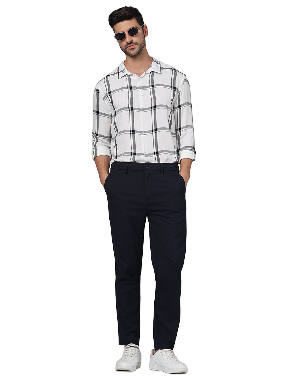 Celio* Checked Regular Fit Viscose Beige Shirt