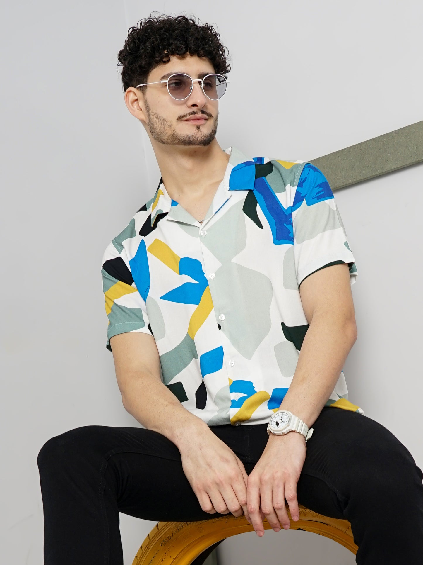 Celio* Printed Regular Fit Viscose Multi Shirt