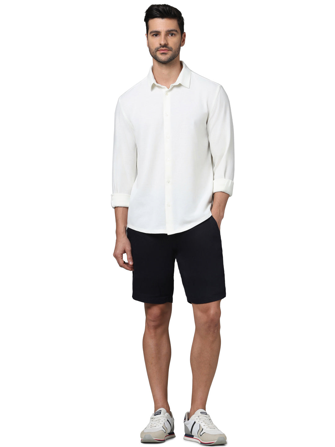 Celio* Solid Regular Fit Polyester White Shirt