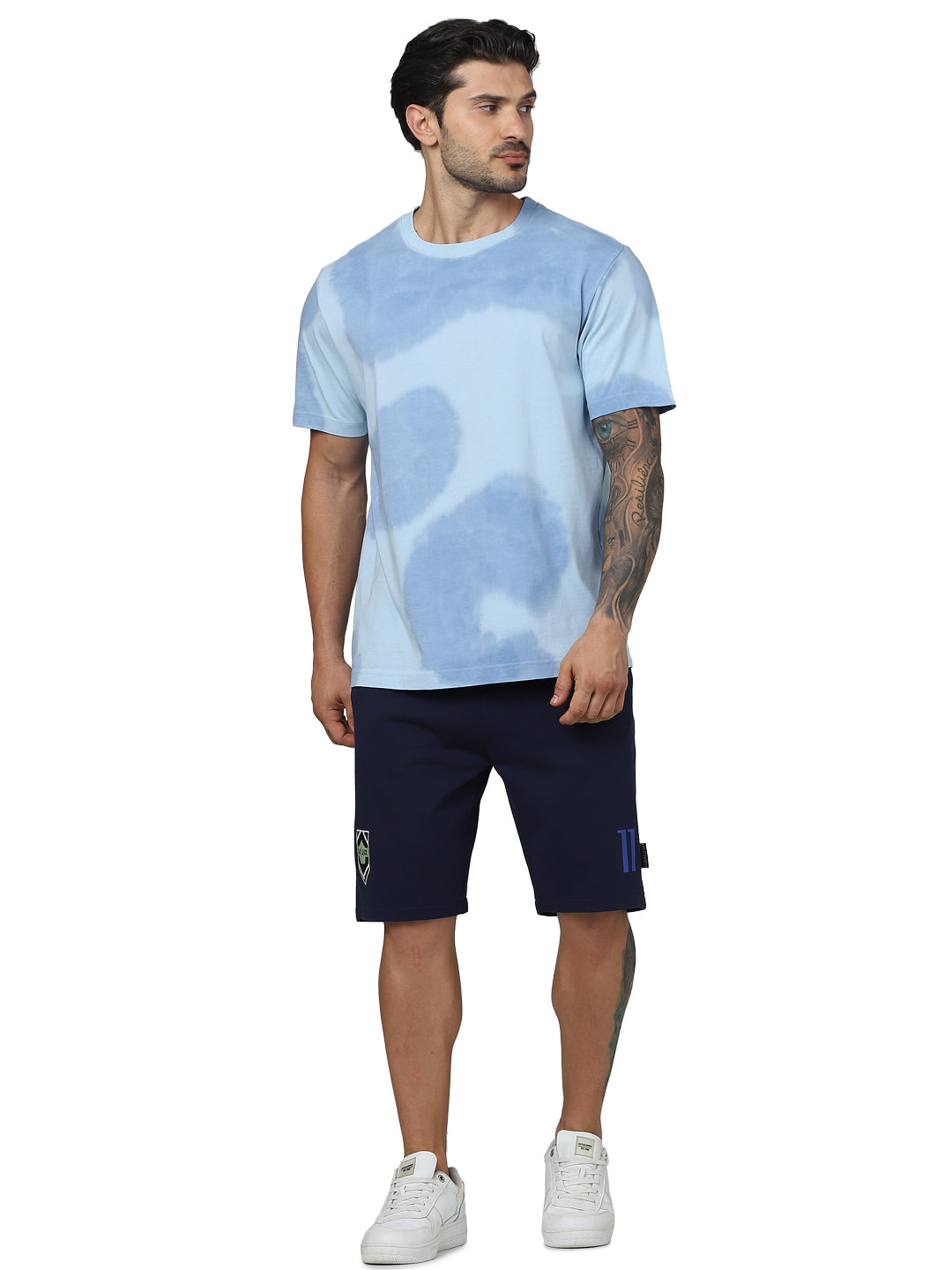 Celio* Dyed Regular Fit Cotton Blue T-Shirt