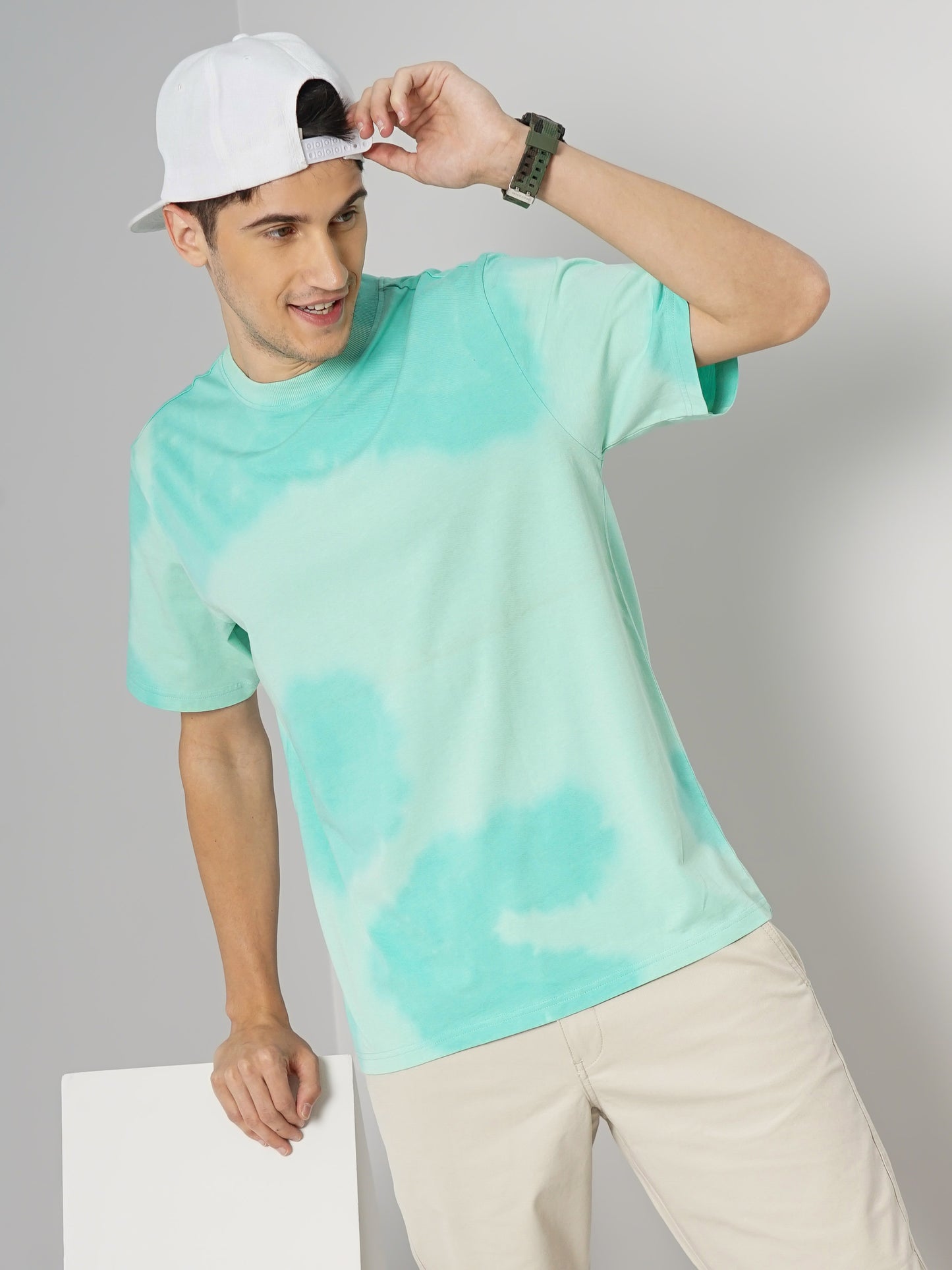 Celio* Dyed Regular Fit Cotton Green T-Shirt