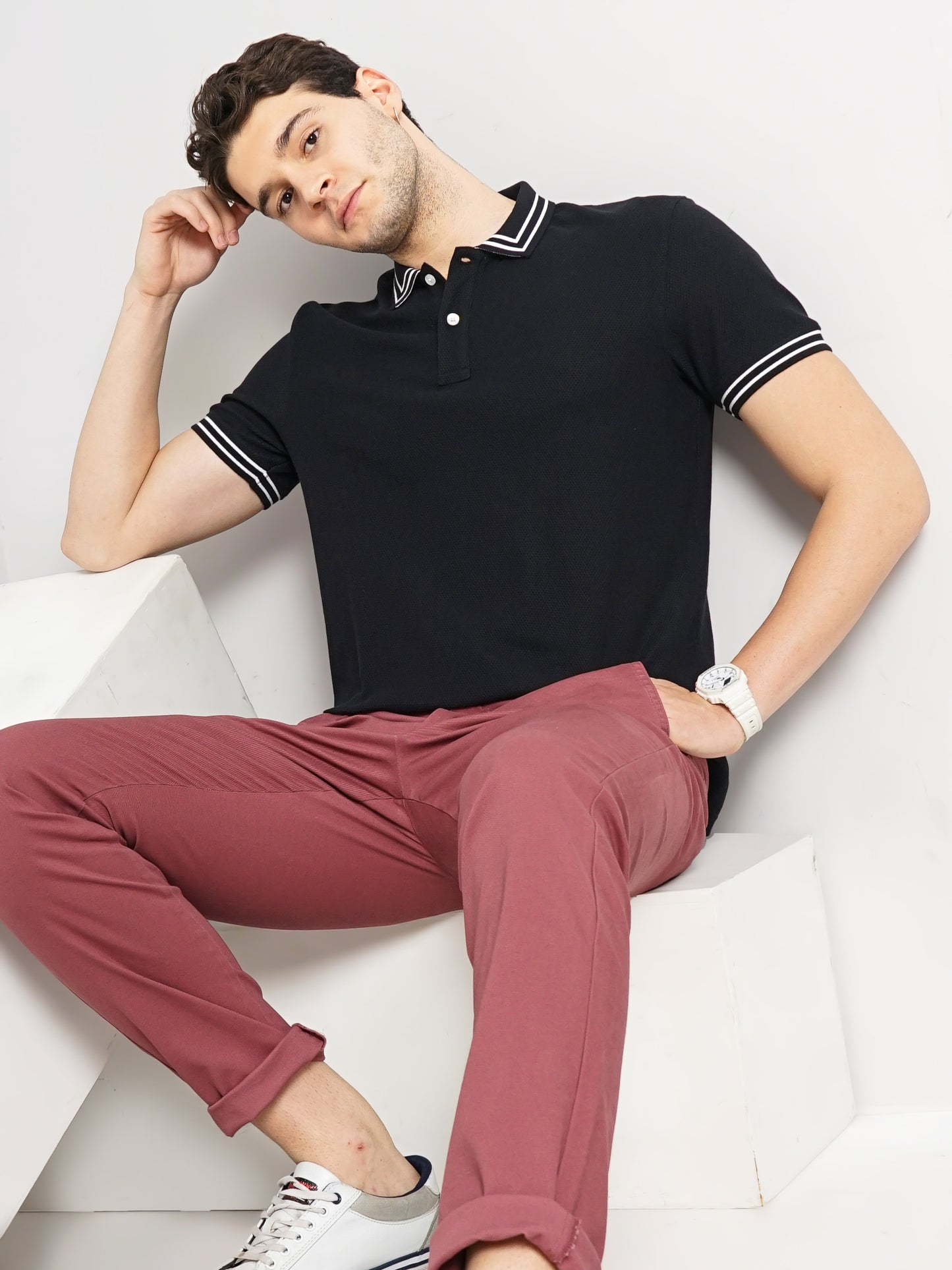 Celio* Solid Regular Fit Cotton Black T-Shirt