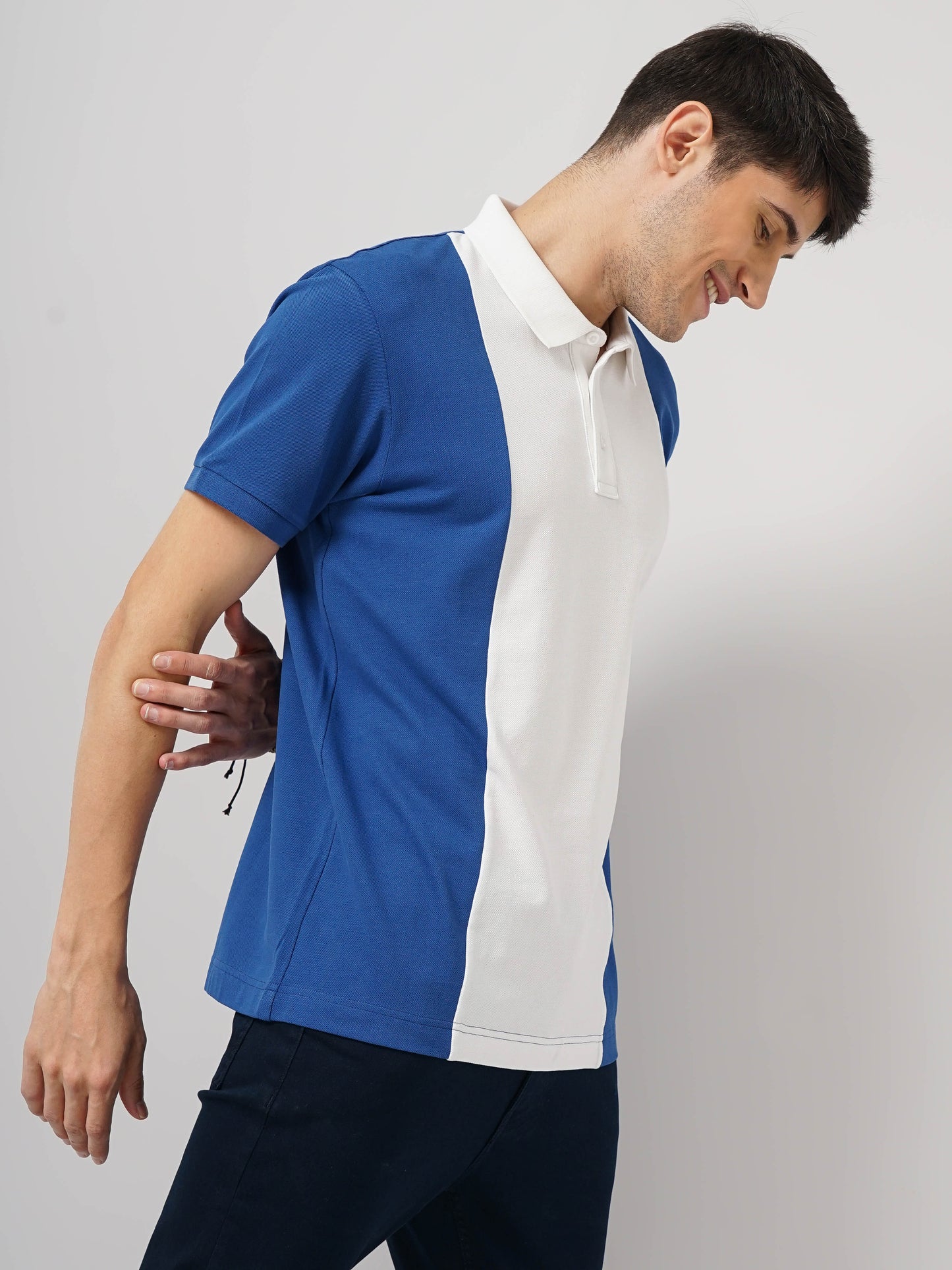 Celio* Colourblock Regular Fit Cotton Blue T-Shirt