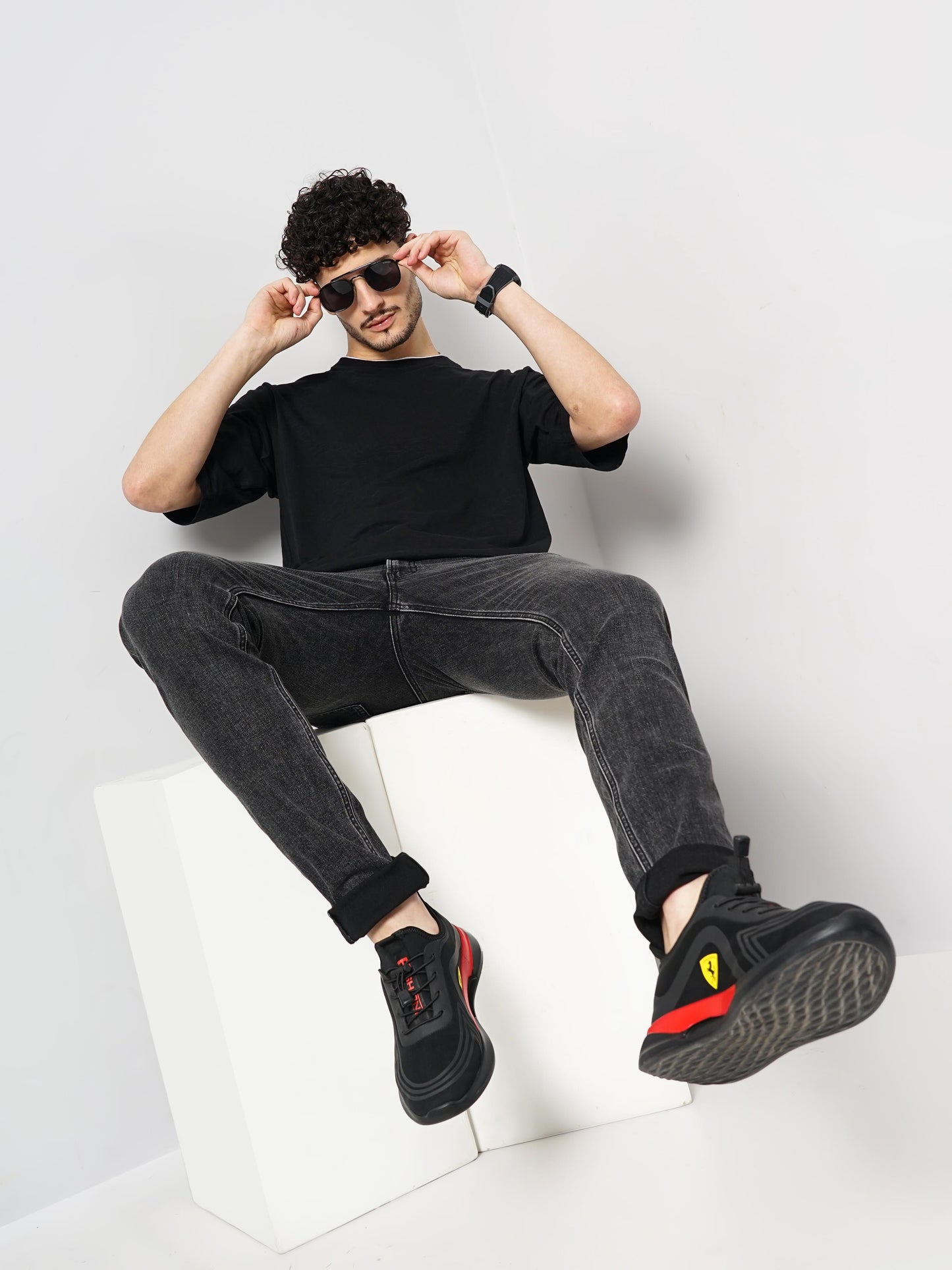 Celio* Solid Regular Fit Cotton Black T-Shirt