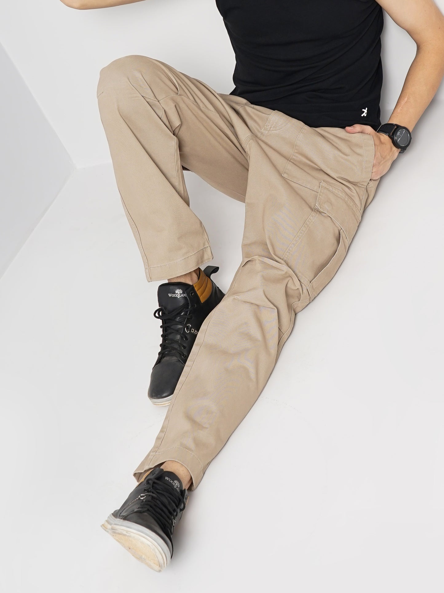 Celio* Cotton Straight Fit Beige Trouser