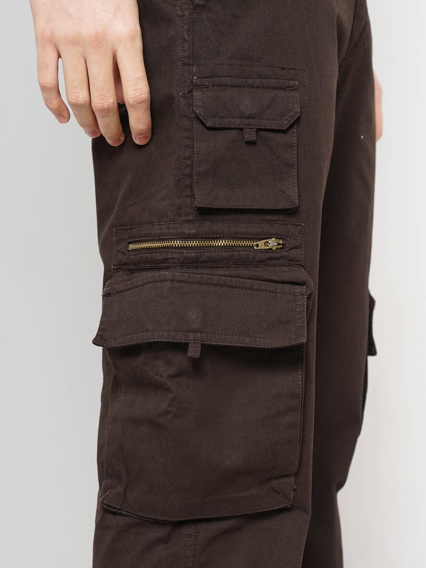 Celio* Cotton Straight Fit Brown Trouser