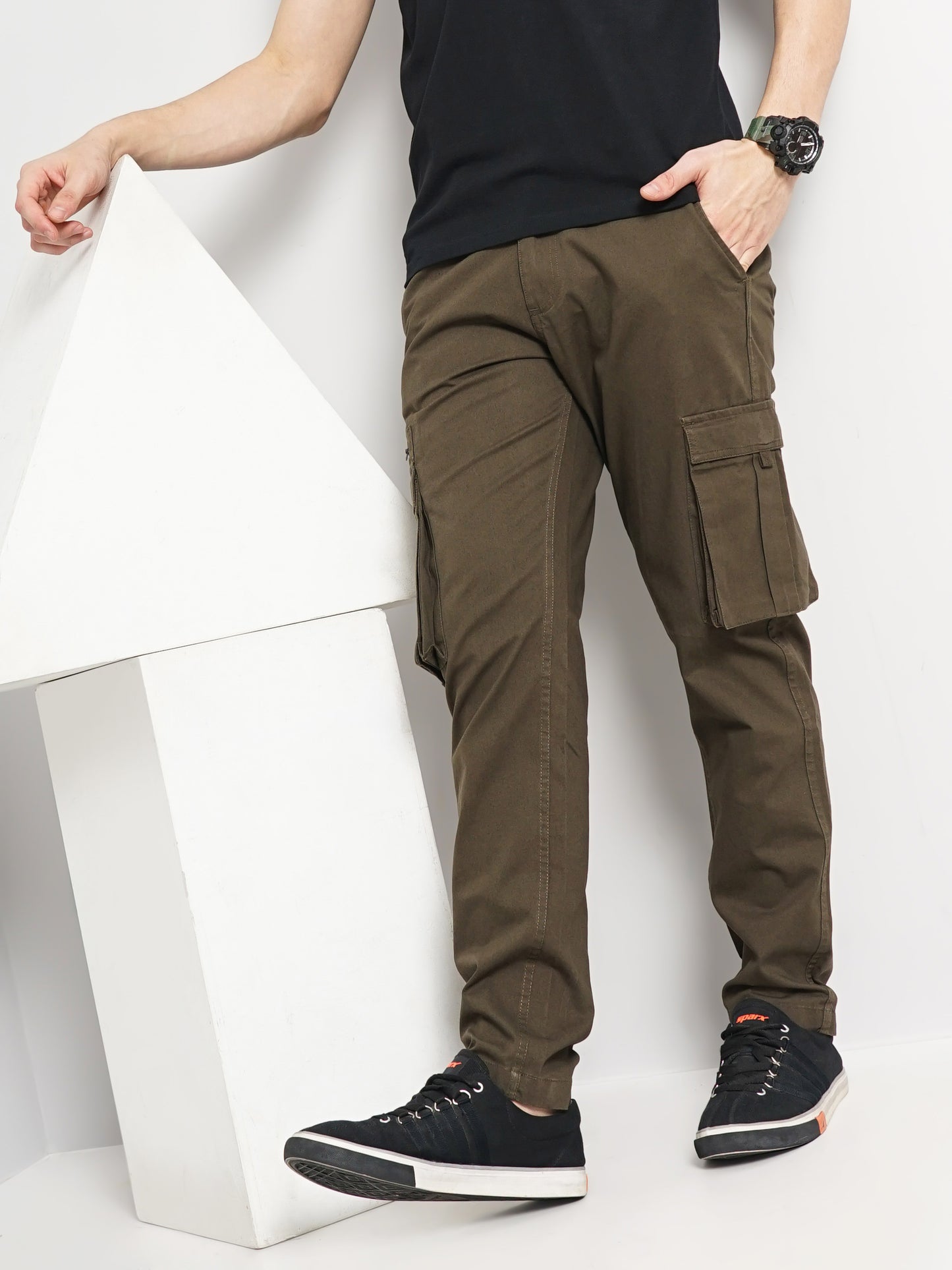 Celio* Cotton Straight Fit Green Trouser