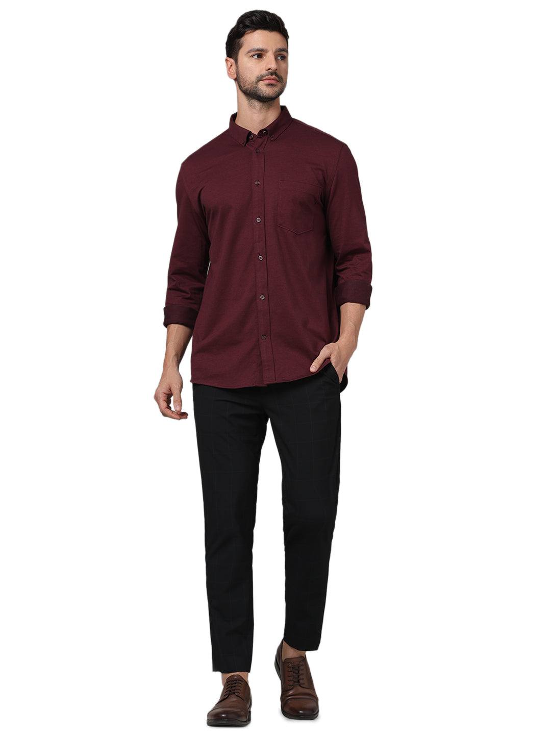 Celio* Checked Regular Fit Black Trouser