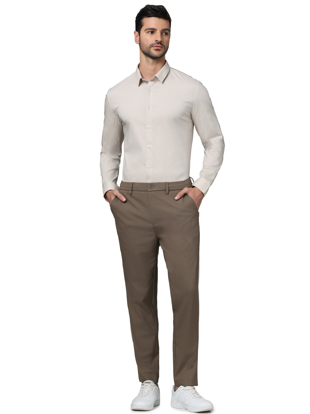 Celio* Polyester Regular Fit Brown Trouser