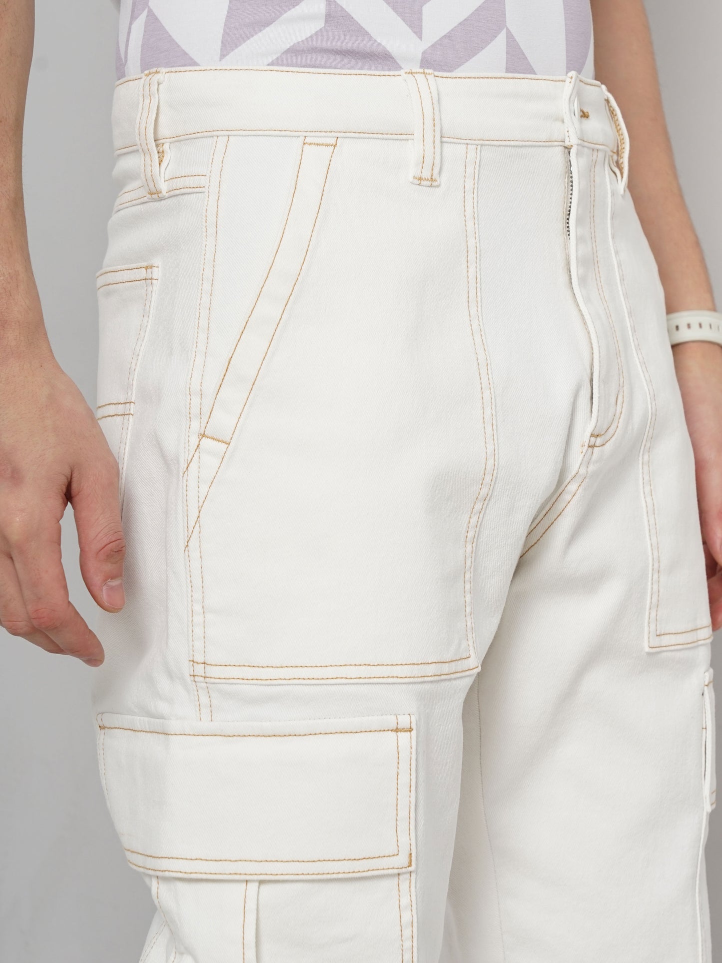 Celio* Cotton Loose Fit Beige Trouser