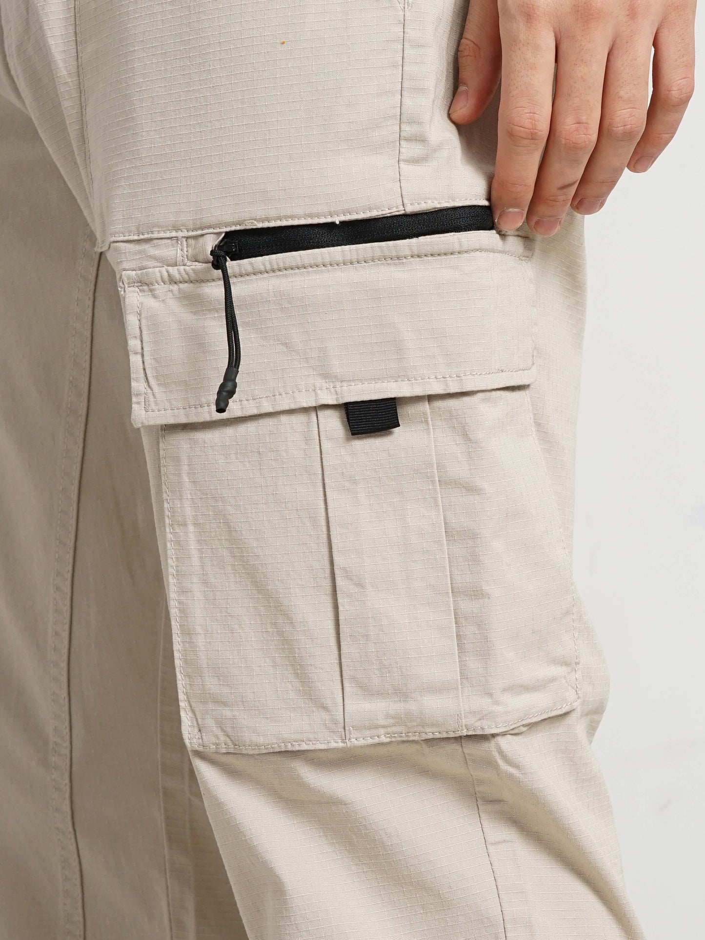 Celio* Cotton Loose Fit Beige Trouser