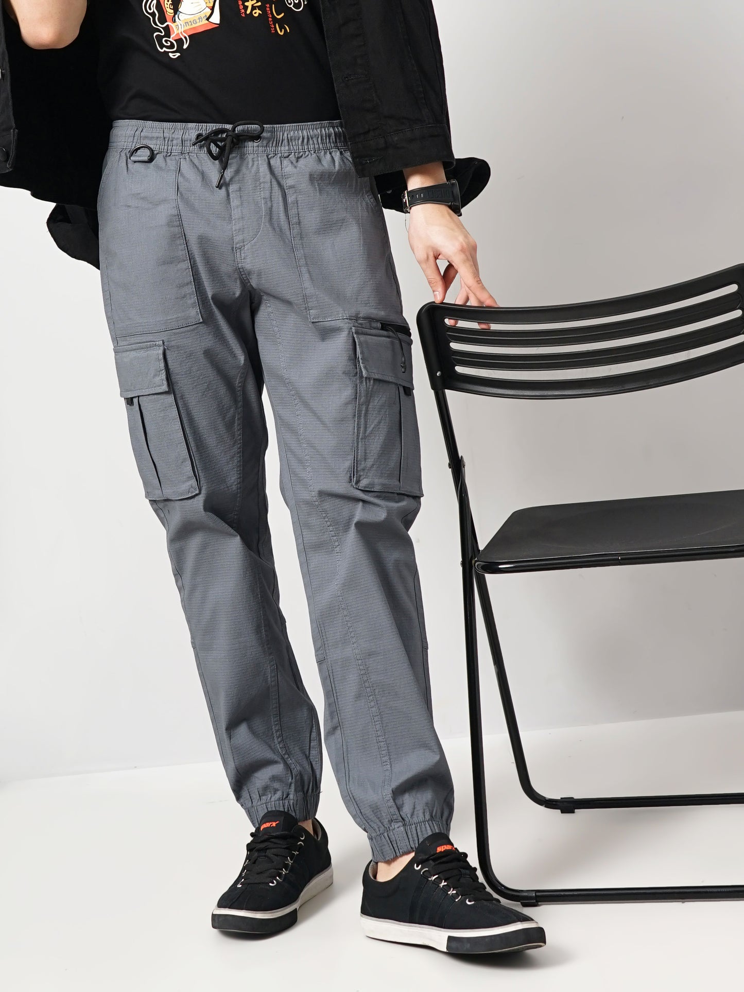Celio* Cotton Loose Fit Grey Trouser