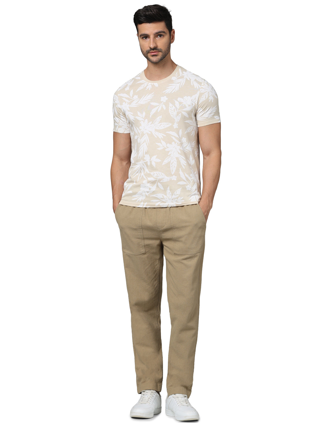 Celio* Cotton Regular Fit Beige Trouser