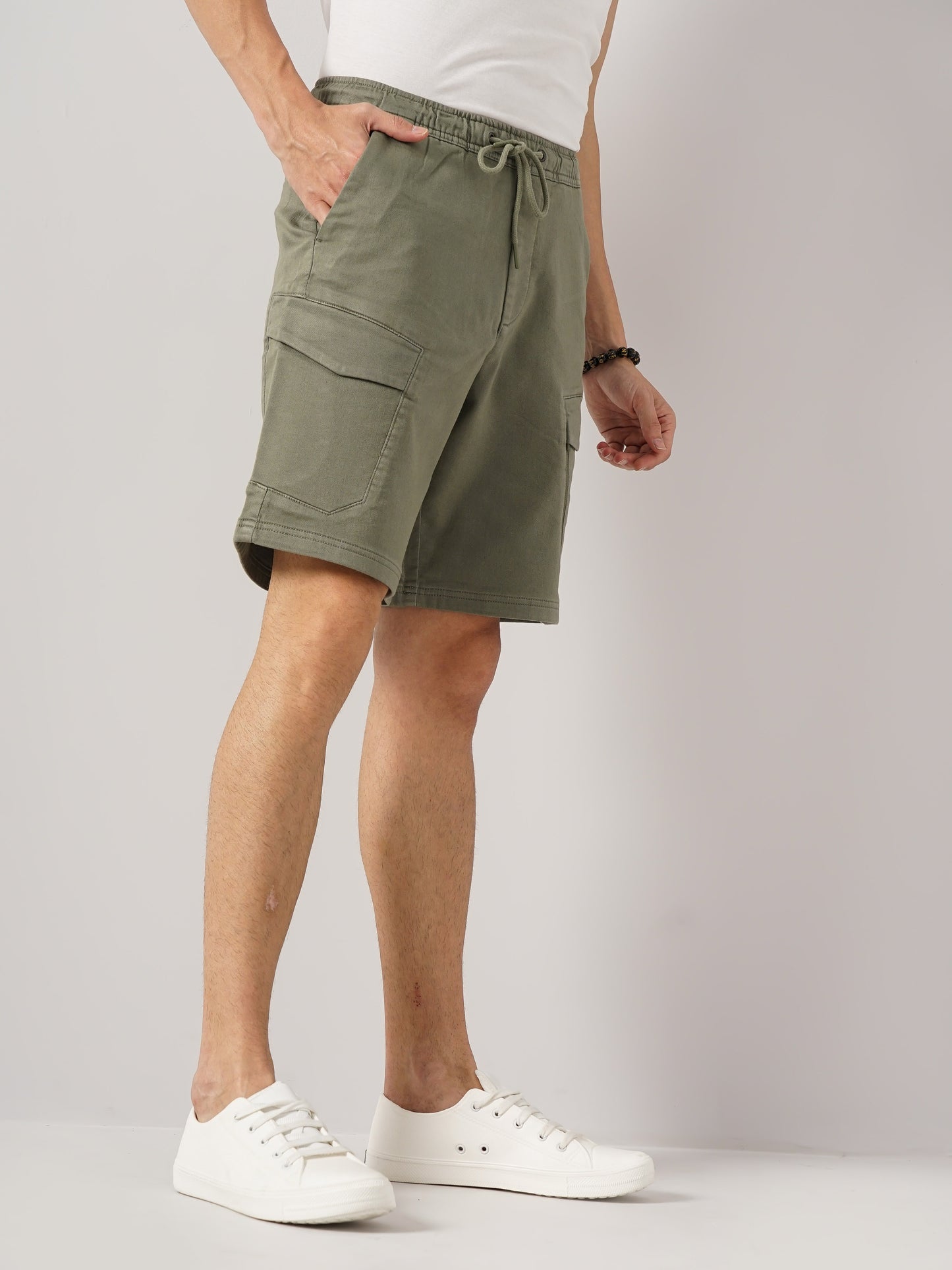 Celio* Cotton Regular Fit Olive Shorts