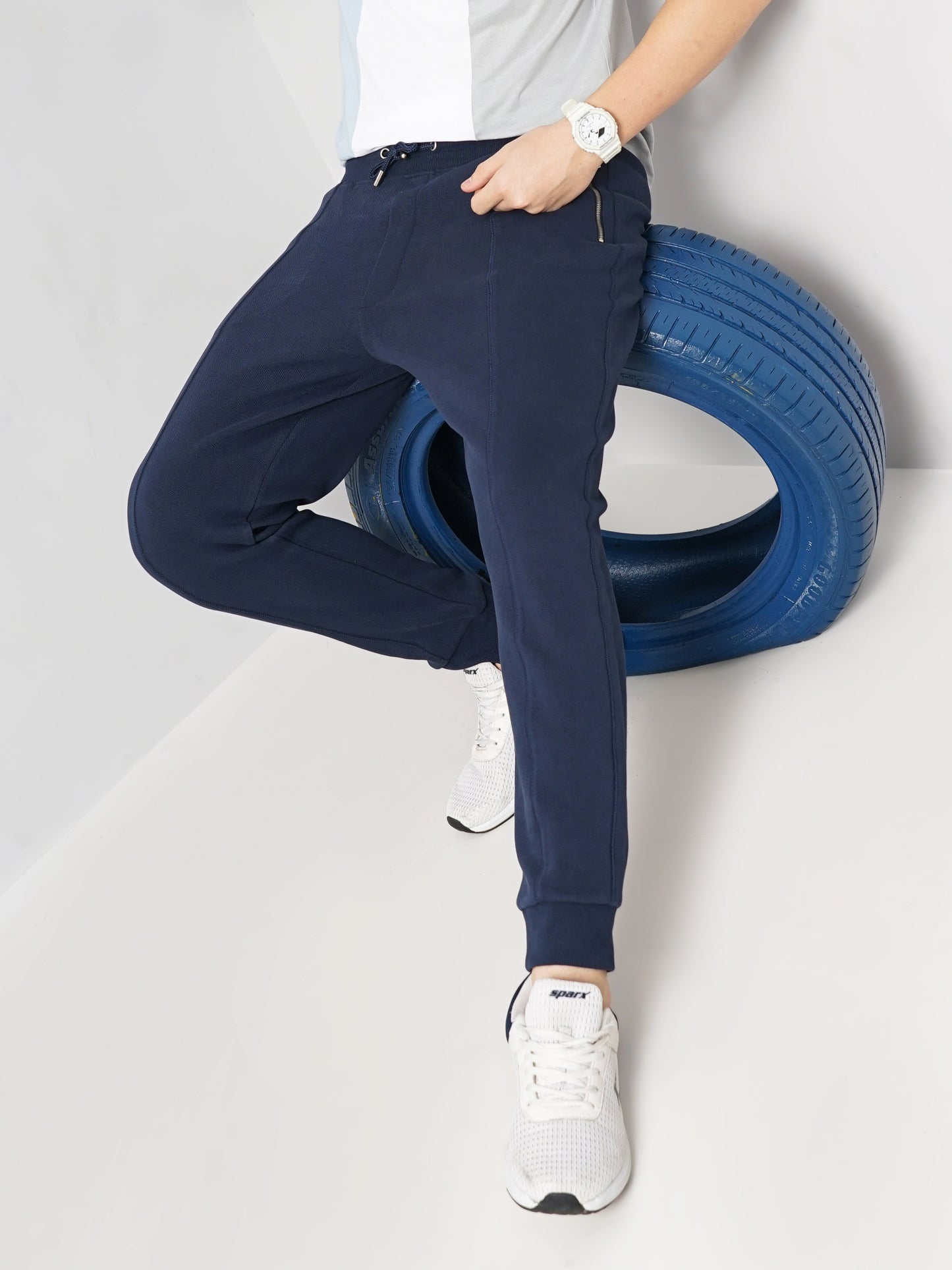 Celio* Cotton Jogger Fit Navy Blue Trouser