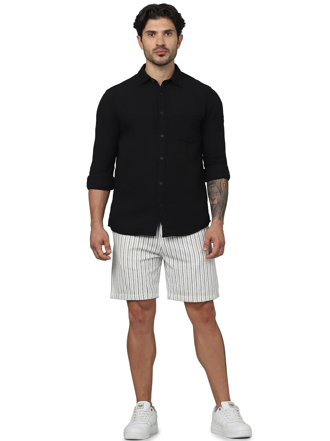 Celio* Polyester Regular Fit Off White Shorts