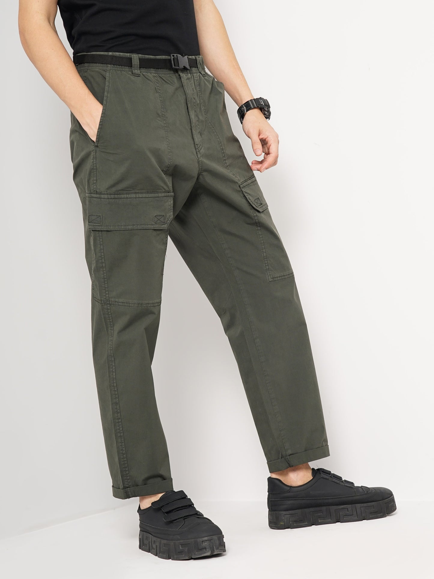 Celio* Cotton Regular Fit Olive Trouser
