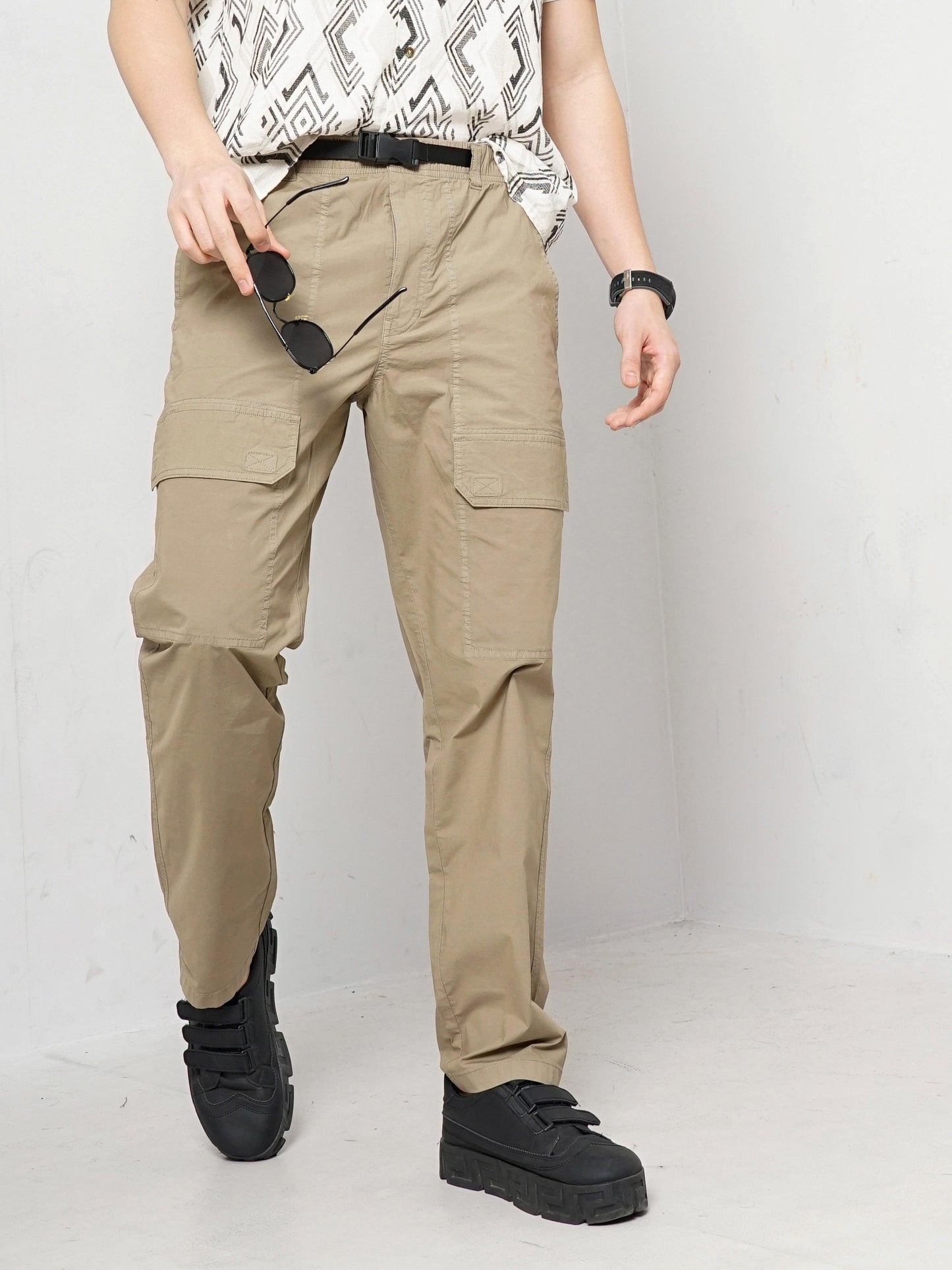 Celio* Cotton Regular Fit Beige Trouser