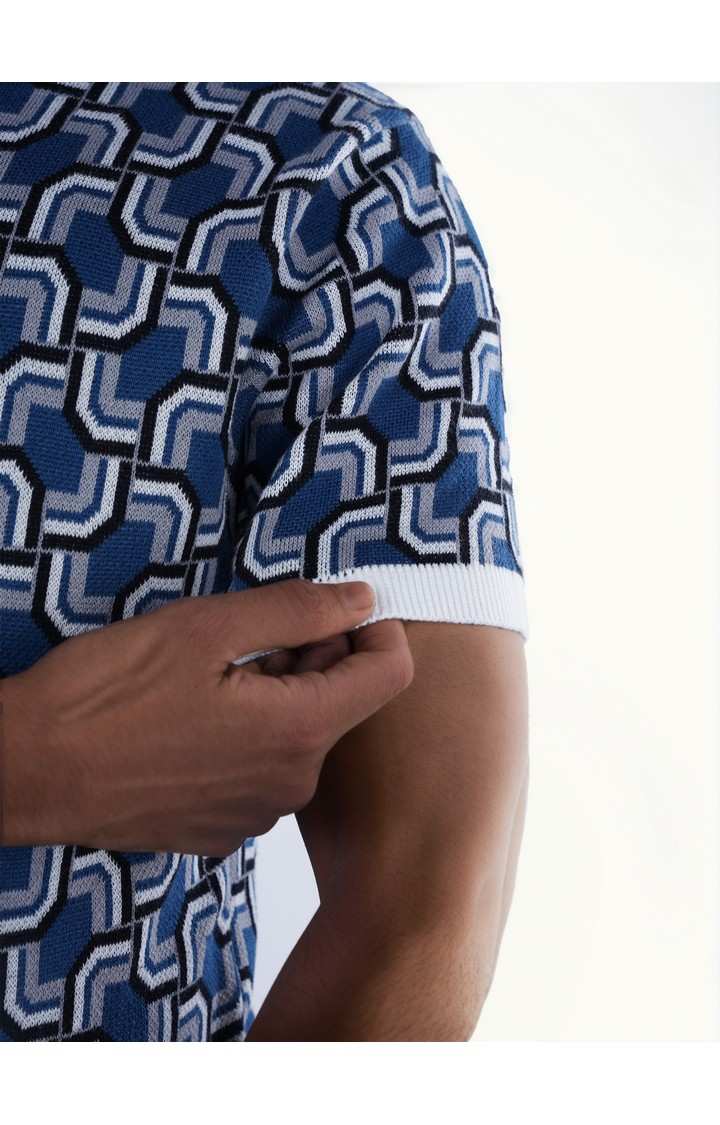 Celio* Cotton Blue Men Regular Fit Printed T-Shirt