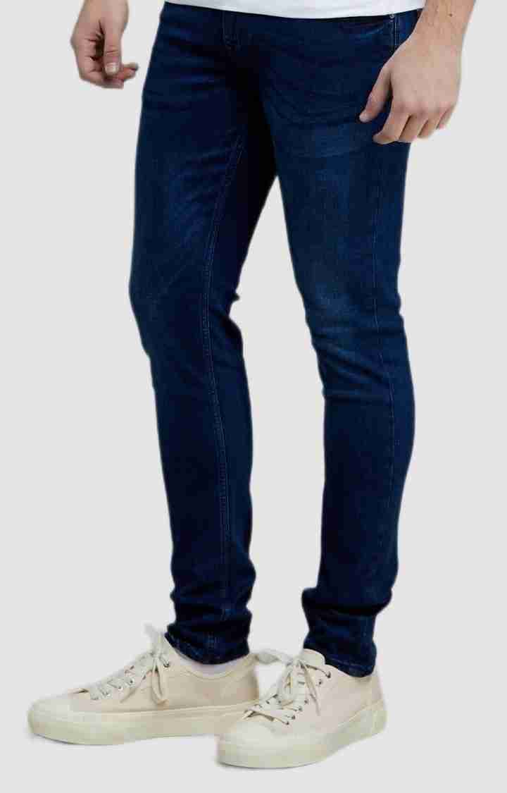 Celio* Cotton-Blend Skinny Fit Navy Blue Jean
