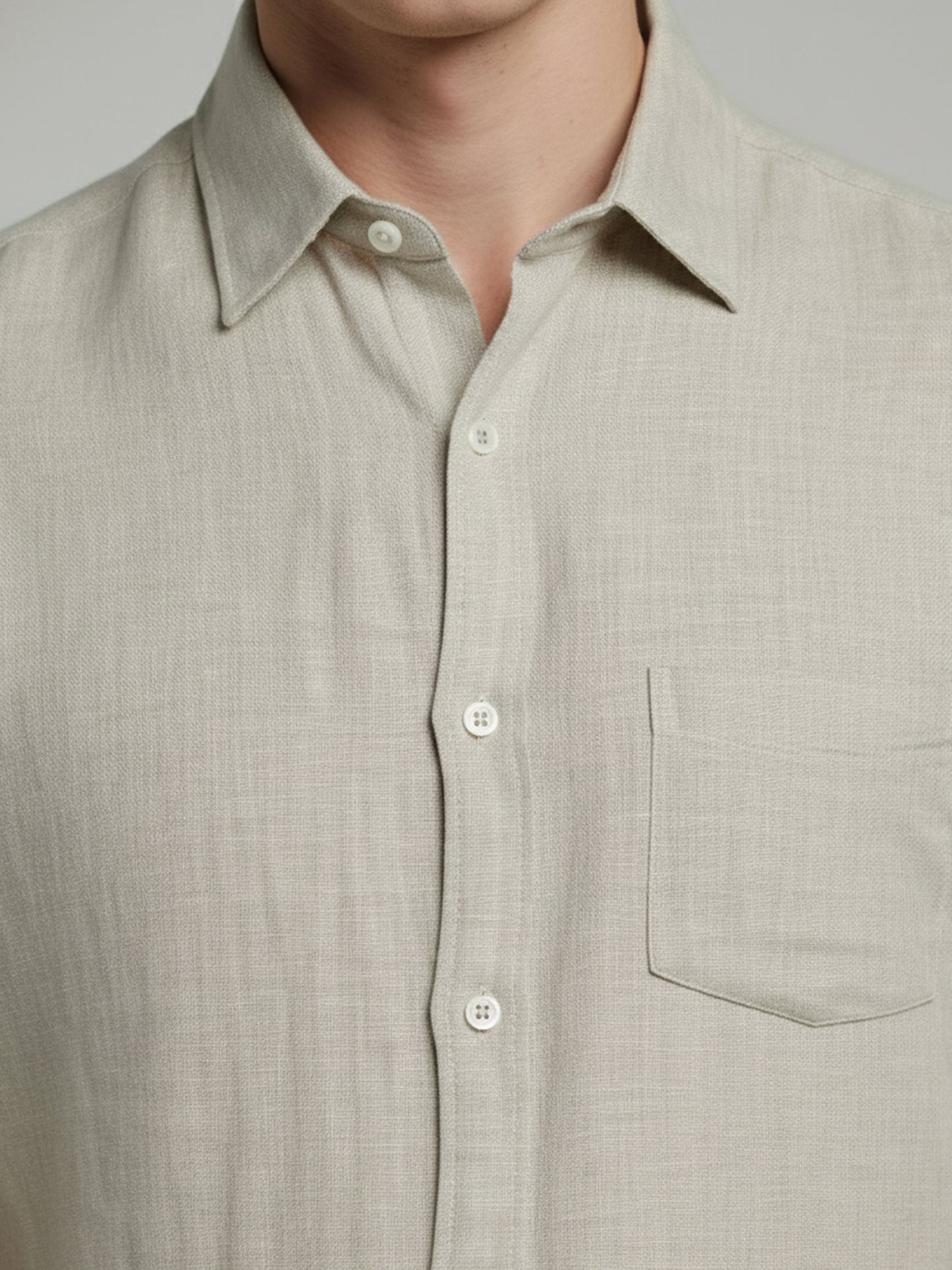 Celio* Men Beige Solid Regular Fit Linen Shirts