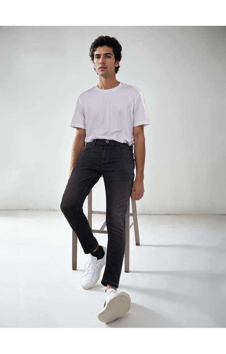 Celio Men Black Solid Skinny Fit Cotton Jeans