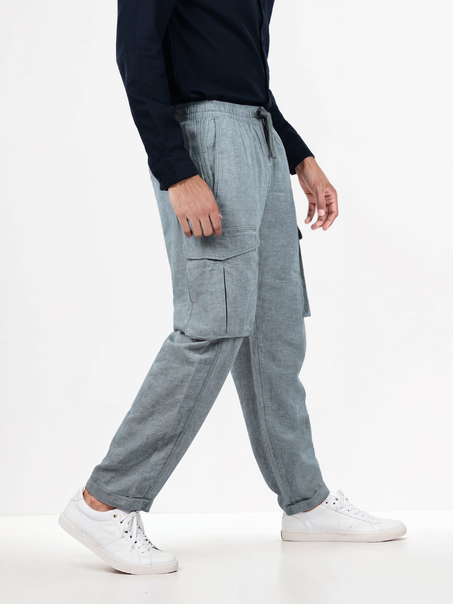 Celio* Linen-Blend Straight Fit Khaki Trouser