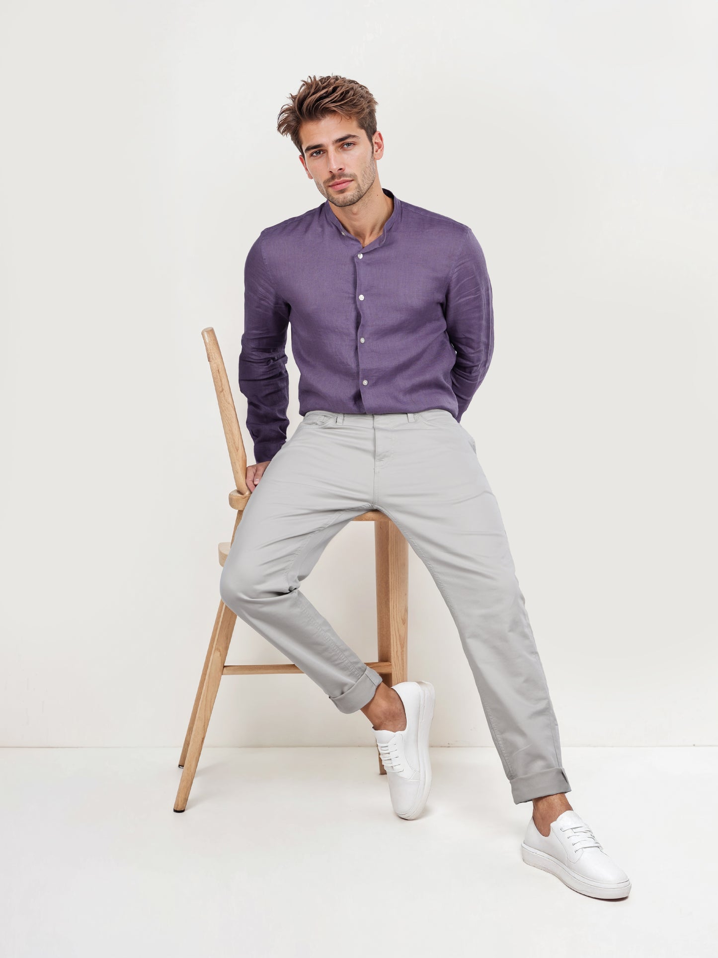 Celio* Linen Slim Fit Grey Trouser