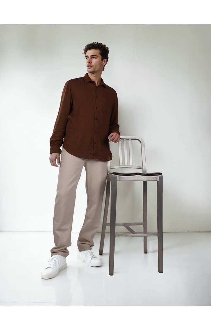 Celio Men Beige Solid Loose Fit Cotton Jeans